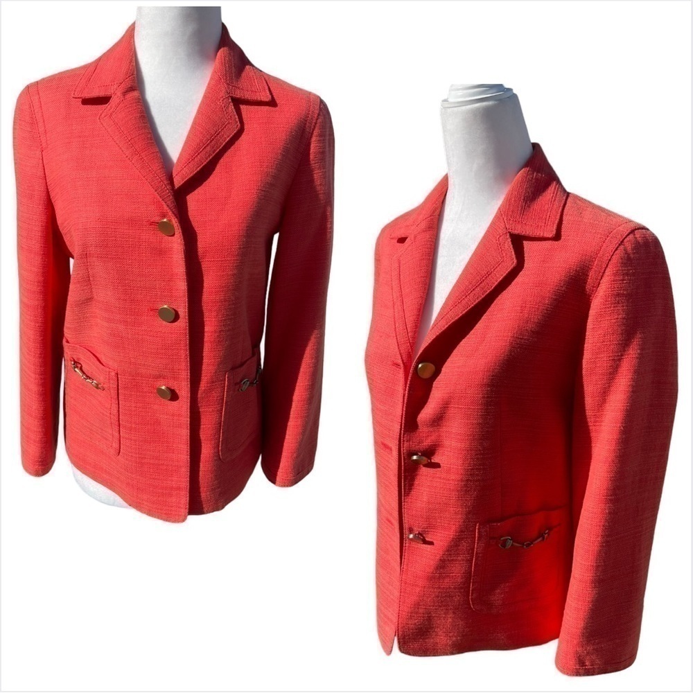 TALBOTS OrangeTweed Cotton Silk & Wool Blazer sz2 NWT